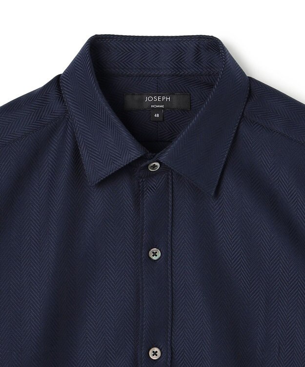 JOSEPH HOMME 【ドレスシャツ】ヘリンボンシャツ レギュラーカラードレスシャツ ネイビー系
