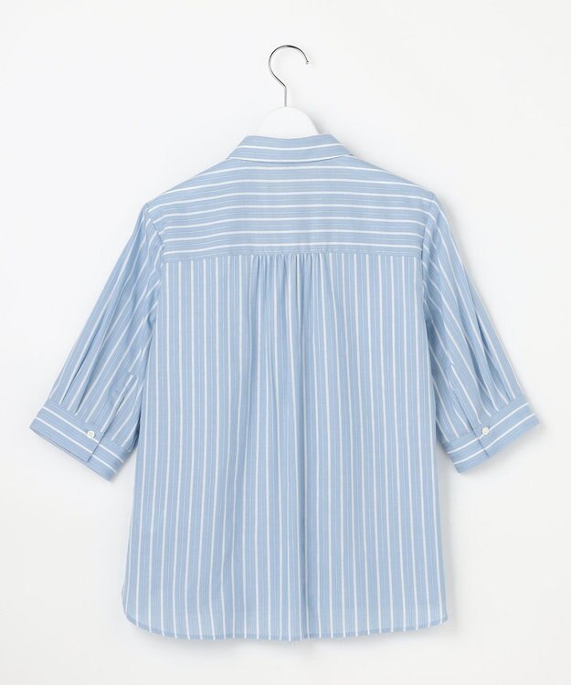 J.PRESS LADIES L 【シーンレスに活躍】セルロースカラミストライプ シャツ ブラウス ソフトブルー系