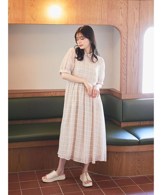 earth music&ecology クラシカルチェックワンピース Beige