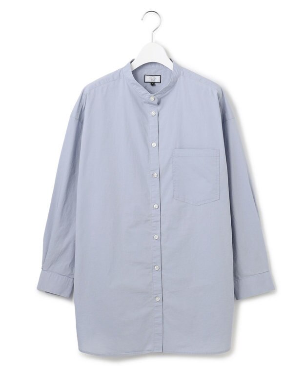 J.PRESS YORK STREET 【WOMEN】ワンウォッシュタイプライター フリルレイブラウス サックスブルー系