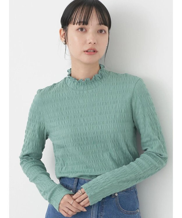 earth music&ecology シャーリングハイネックプルオーバー Mint