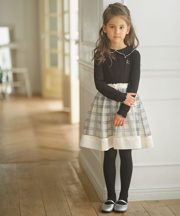 組曲 KIDS 【110-140cm】リブ襟 トップス ブラック系