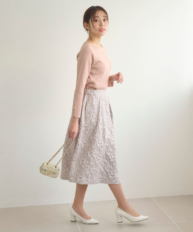 Feroux 【セットアイテム】ニット×ジャガードスカート セット ピンク系