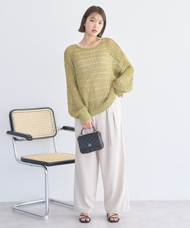 earth music&ecology メッシュニットプルオーバー Light Khaki