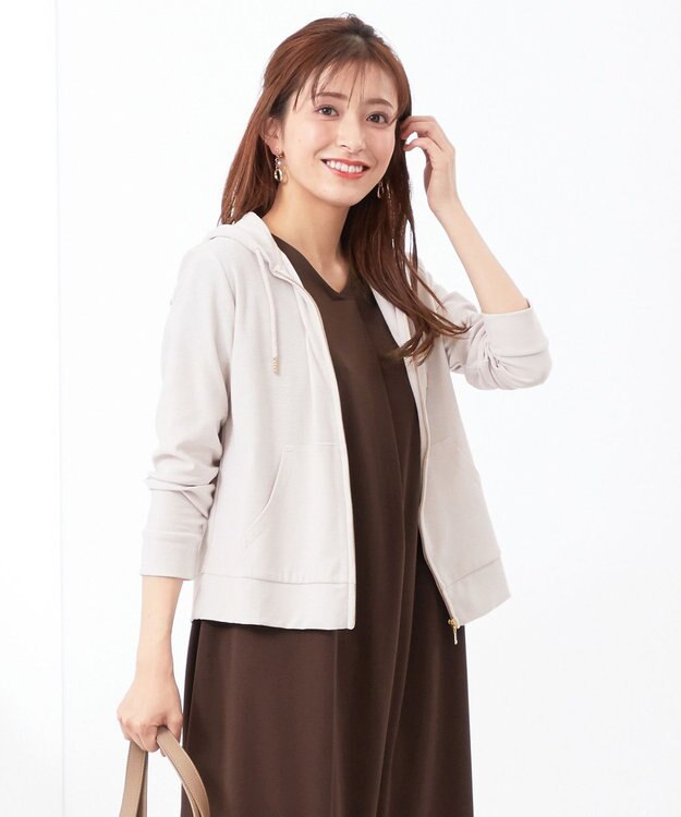 ANY SIS 【UVケア・接触冷感】リップル パーカー アイスグレー