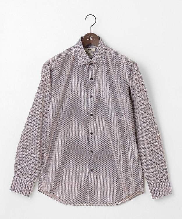 JOSEPH ABBOUD 【キングサイズ・オーガニックコットン使用】コットンプリント シャツ ダークブラウン系5