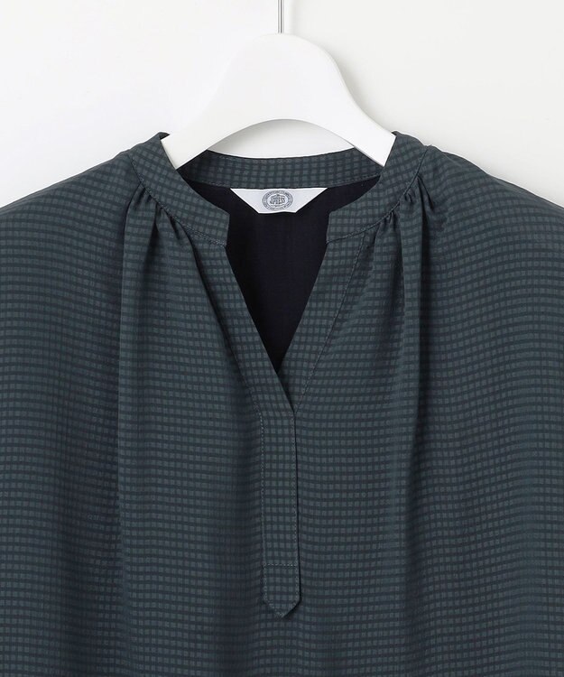 J.PRESS LADIES L 【速乾】サッカーチェック カットソー シーグリーン系3