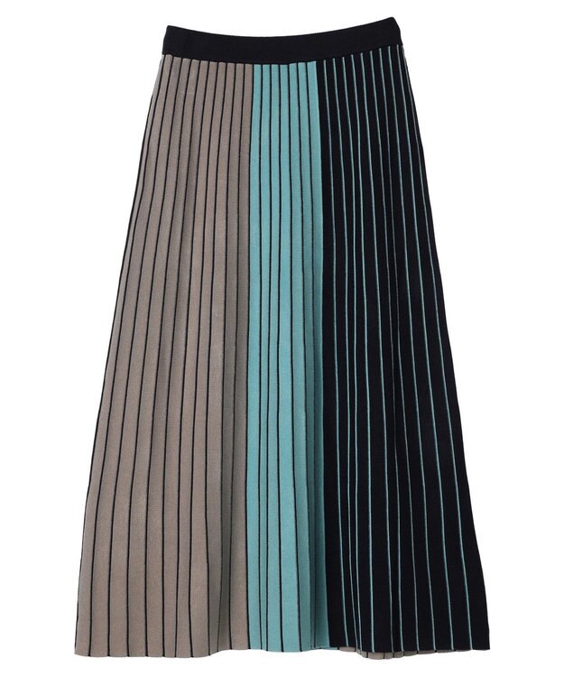 CRAFT STANDARD BOUTIQUE マルチストライプバイカラーニットスカート Navy