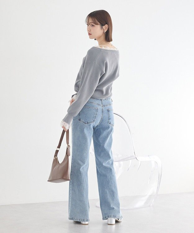 earth music&ecology レーストリムカーディガン Gray