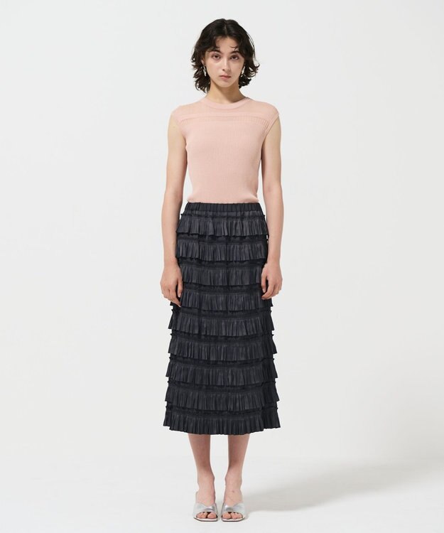 GRACE CONTINENTAL リブシアーニットトップ ピンク