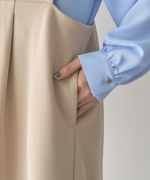 Green Parks Ｏ．洗えてストレッチ　Ｖネックジャンスカ Light Beige