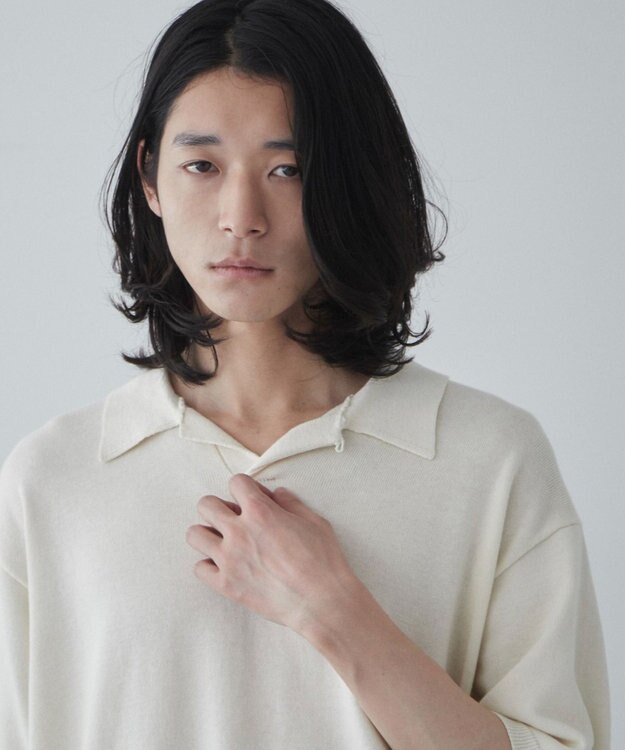 WEGO 【ユニセックス着用ITEM】スキッパーニットポロ オフホワイト