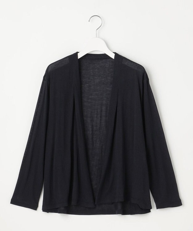 J.PRESS LADIES L 【洗える】ミラノ風天竺シアー カーディガン ネイビー系