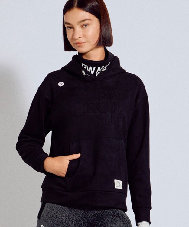 PW CIRCULUS 2025 NEW！【手洗い洗濯可】【WOMEN】スエードライク デタッチャブルフーディ ゴルフウェア レディース ブラック系