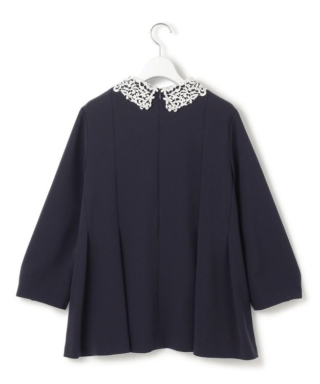 23区 【VERYコラボ】トリアセダブルジョーゼット レース襟 ブラウス ネイビー系