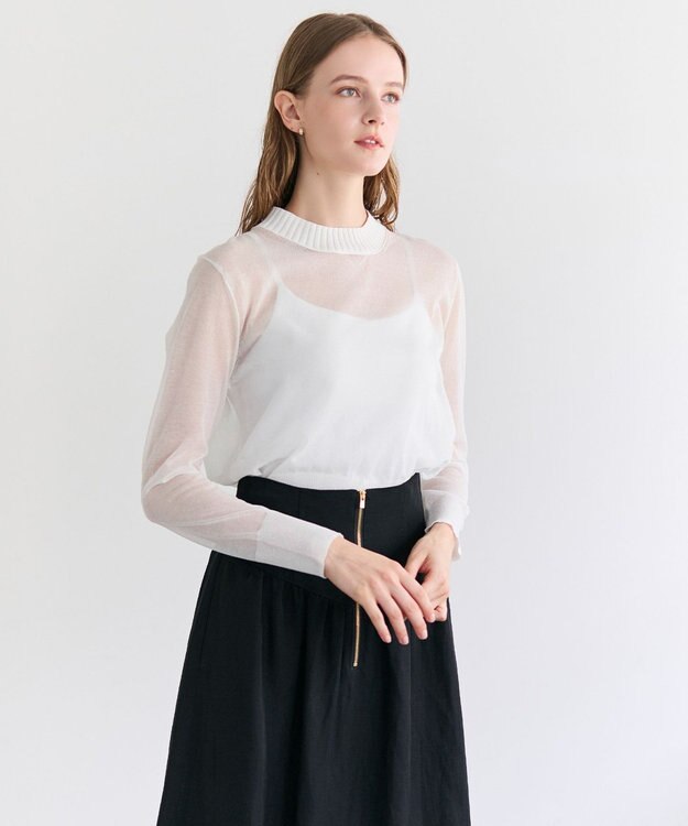 BEIGE， PYRRHOT / シアーコンビ バックスリットプルオーバー Ecru