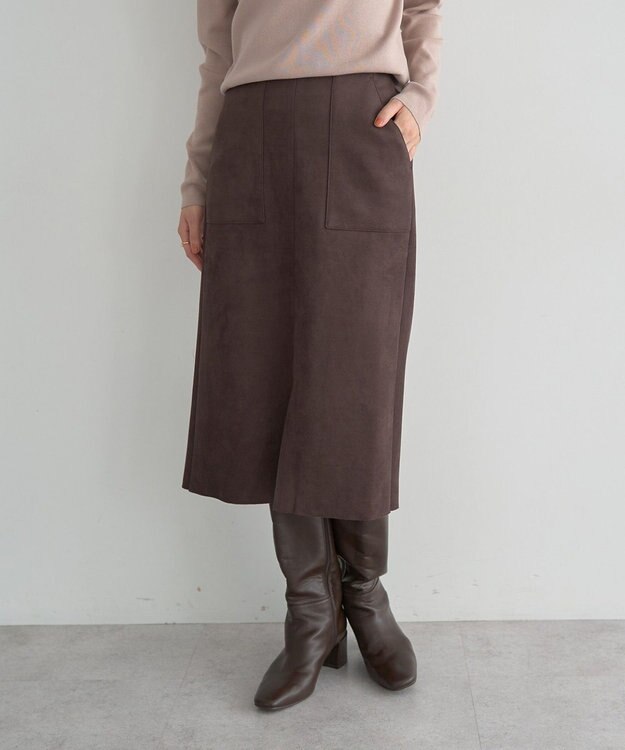 YECCA VECCA ハイウエストフェイクスエードスカート Terracotta