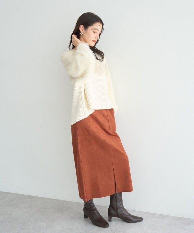 YECCA VECCA ハイウエストフェイクスエードスカート Terracotta