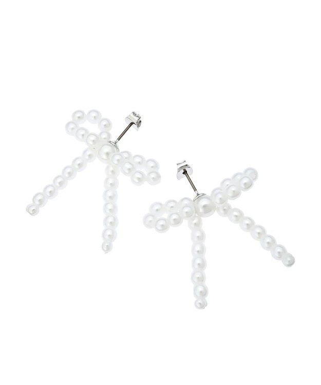 Green Parks ・ＨＡＬＦ　ＴＩＭＥ　パールリボンピアス White