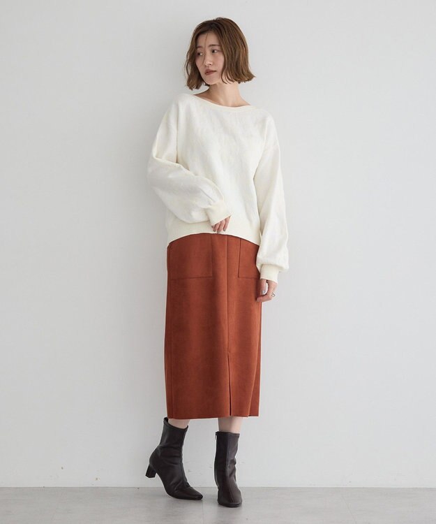 YECCA VECCA ハイウエストフェイクスエードスカート Terracotta