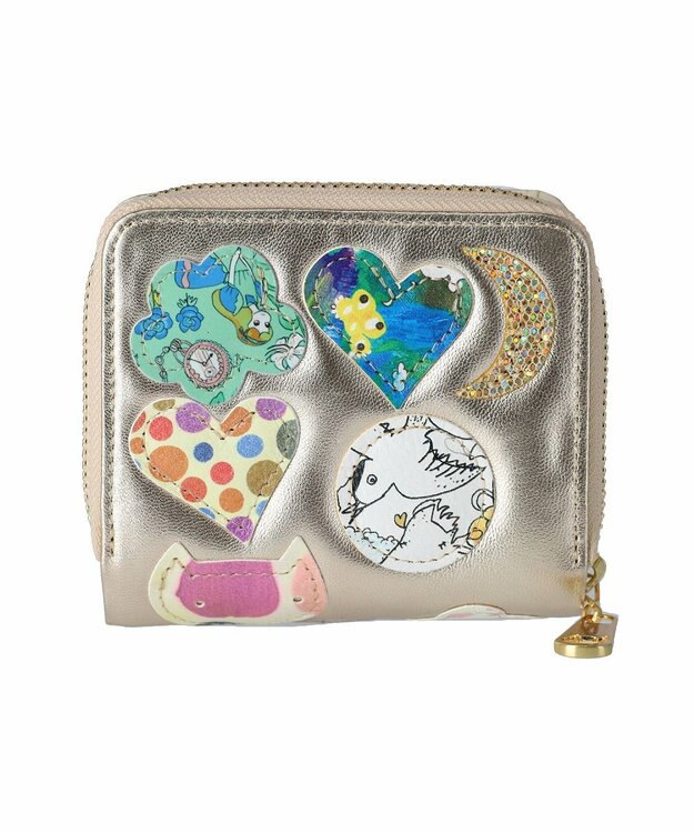 tsumori chisato CARRY tcパッチワーク ラウンドファスナー2つ折り財布 ゴールド