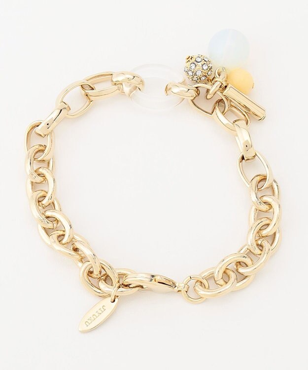 自由区 カラーパーツ×チェーンブレスレット ゴールド系