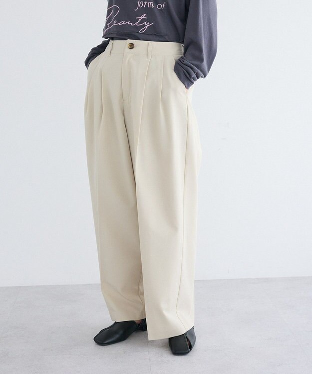 CRAFT STANDARD BOUTIQUE タックイージーワイドパンツ Light Beige