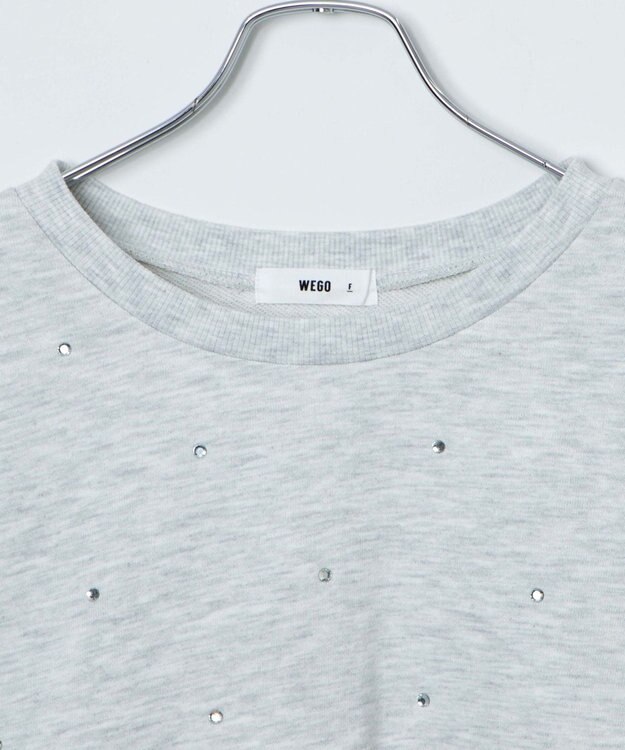 WEGO ラインストーンドットショートスウェット 杢グレー