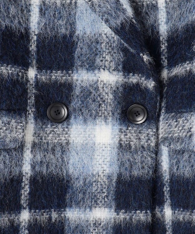 23区 【一部店舗限定】アルパカシャギーチェック コート ブルーチェック