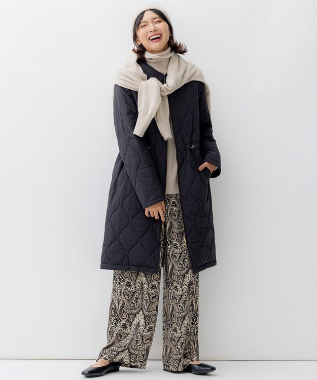 23区 【洗える】フレンチペイズリーサテン ワイドパンツ ブラック系5