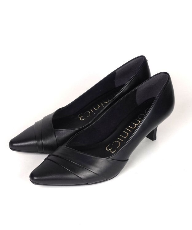 Dominic3 切り替えデザイン ヒールパンプス ブラック