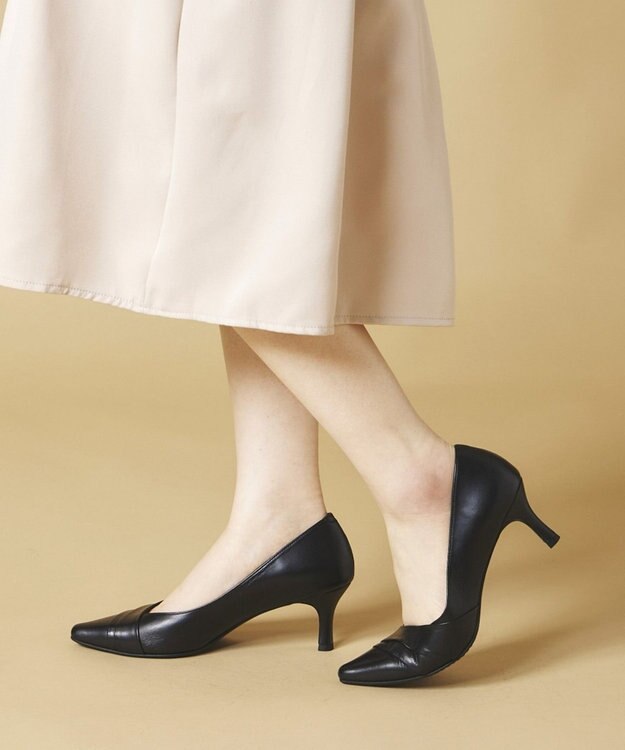 Dominic3 切り替えデザイン ヒールパンプス ブラック
