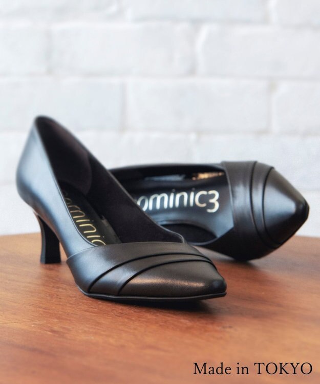 Dominic3 切り替えデザイン ヒールパンプス ブラック