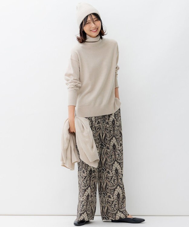 23区 【洗える】フレンチペイズリーサテン ワイドパンツ ブラック系5