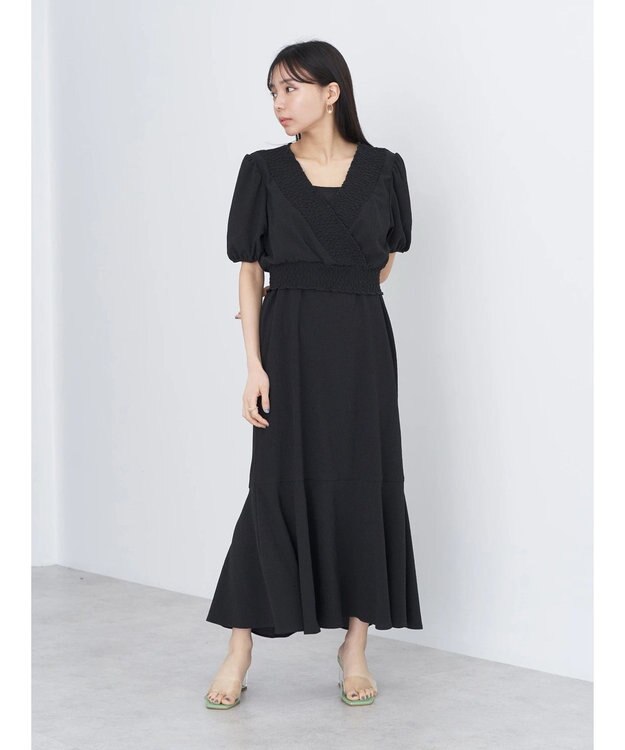 earth music&ecology ＳＥＴ２点カシュクールプルオーバー＋ワンピース Black