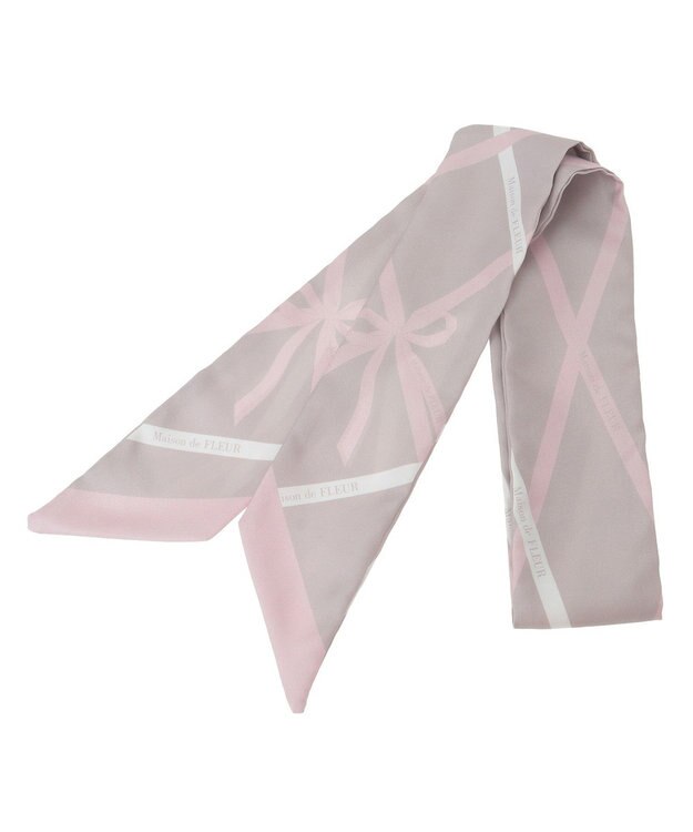 Maison de FLEUR リボンモチーフ柄スカーフ Pink