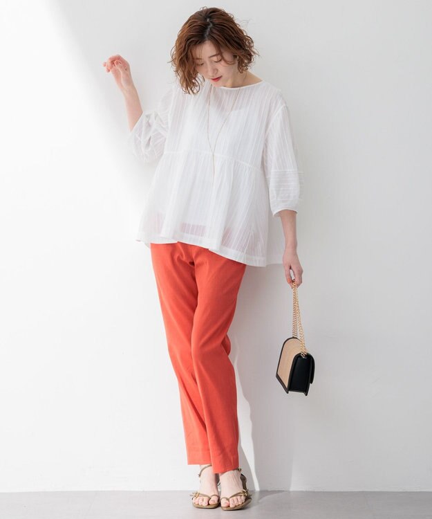 23区 L 【洗える】カラミ ブラウス ホワイト系