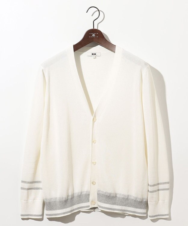 JOSEPH ABBOUD 【エコ素材/軽量/通気性/速乾性】ペーパーヤーンニット カーディガン ホワイト系