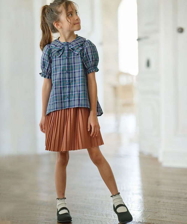 組曲 KIDS 【110-140cm】ブリティッシュ ブラウス グリーン系3