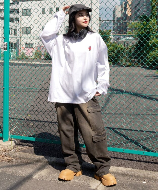 WEGO 【ユニセックス着用ITEM/MLサイズ展開】別注BENDAVISワンポイントT（LS） ホワイト