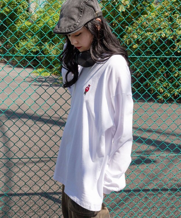 WEGO 【ユニセックス着用ITEM/MLサイズ展開】別注BENDAVISワンポイントT（LS） ホワイト