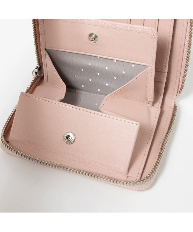 UNBILLION ペルケ perche / ドット型押しラウンドパームフィット財布 ライトピンク