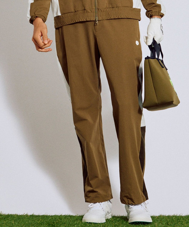 PW CIRCULUS 【MEN】サイドラインストレートワイドパンツ ゴルフ カーキ系