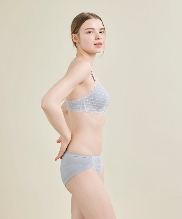 une nana cool 【リニューアル】 しなやかにフィット ポルカドットモールド 3/4カップブラ グレー