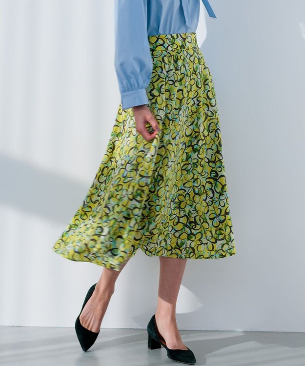 組曲 プランタンプリント フレアスカート イエロー系5