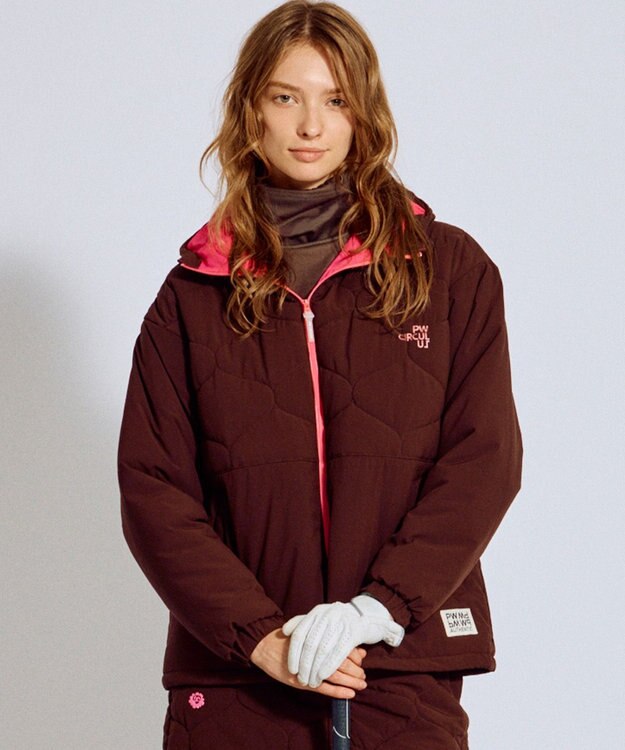 PW CIRCULUS 【撥水加工 / ストレッチ】【WOMEN】キルティング中綿ブルゾン ゴルフウェア レディース ダークブラウン系