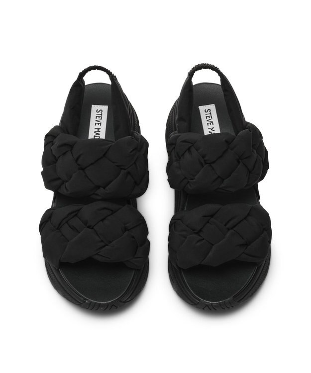 STEVE MADDEN HORIZON 5 編み込みスポーツサンダル ブラックブラック