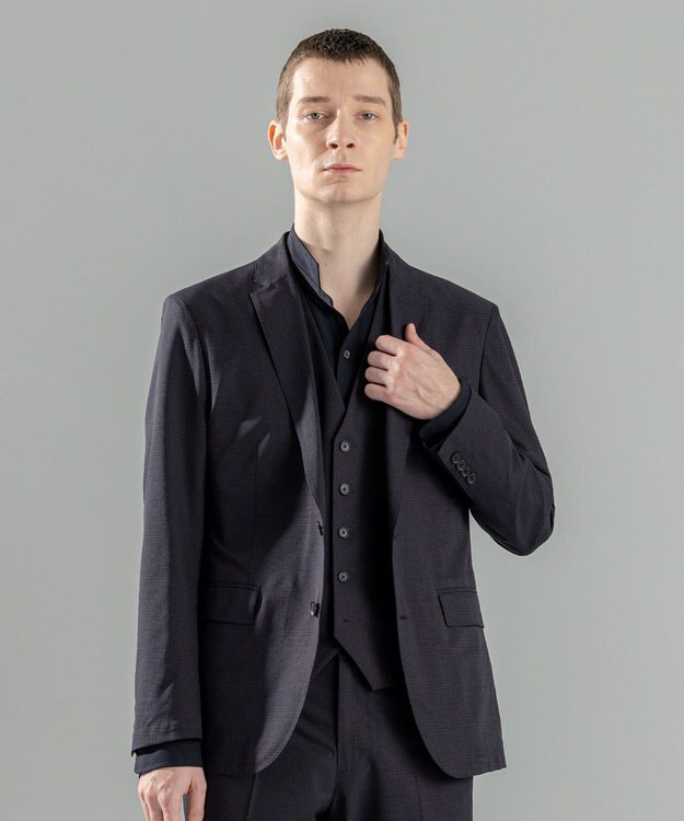 JOSEPH HOMME 新型・新柄【洗える/ストレッチ/シワになりにくい/セットアップ対応可】クールドッツストレッチ 　ジャケット ネイビー系