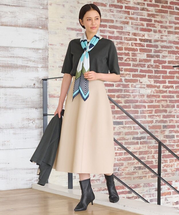 自由区 【洗える】ポリエステルホールガーメント スカート ベージュ系