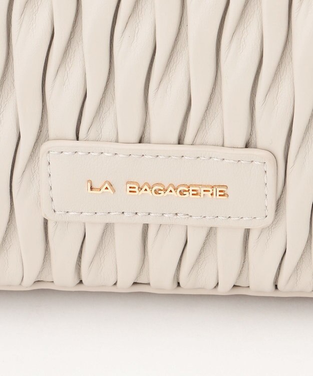 LA BAGAGERIE ランダムプリーツ2WAYハンドバッグ アイボリー